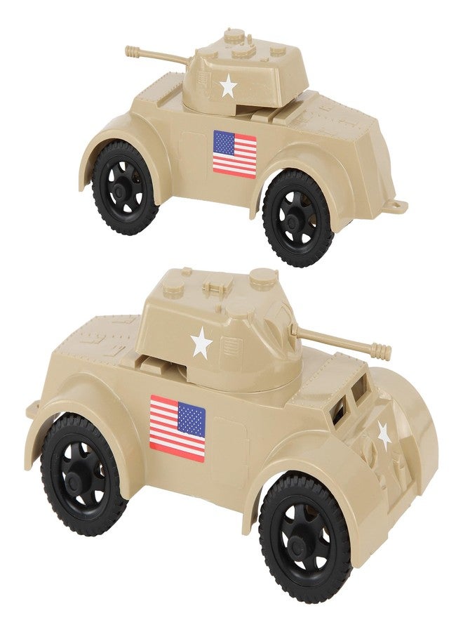Tim Mee Toy TimMee Staghound Armored Cars - Tan Plastic Army Men Scout Vehicles - Image 1
